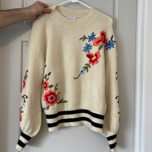 Anthropologie embroidered floral sweater